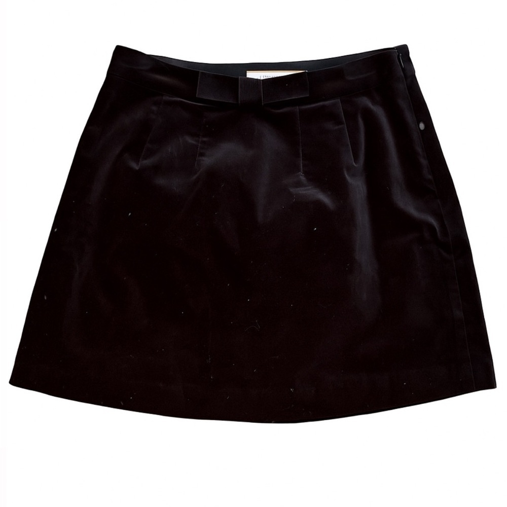 Jeanne Damas Black Velvet Mini Skirt with Bow Detail | Parisian Chic | Size M